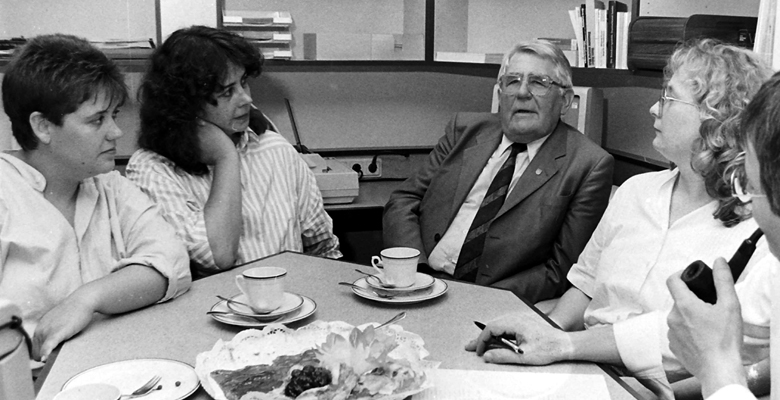 Karl Dingermann 1989 zu Besuch in KB-Redaktion