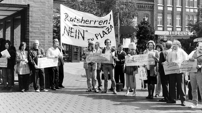 Protest gegen großes Einkaufszentrum in Kevelaer 1988